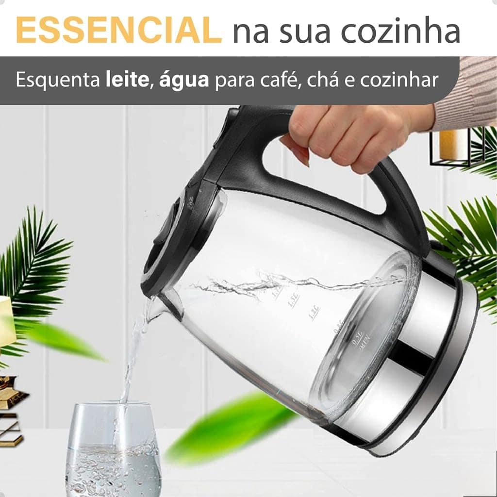 Chaleira Elétrica Auto Desligamento De Vidro 2 Litros 110V O... - Image 2