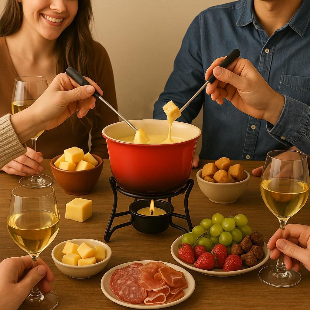 Conjunto de Fondue em Cerâmica Vermelha com Suporte Metálico...
