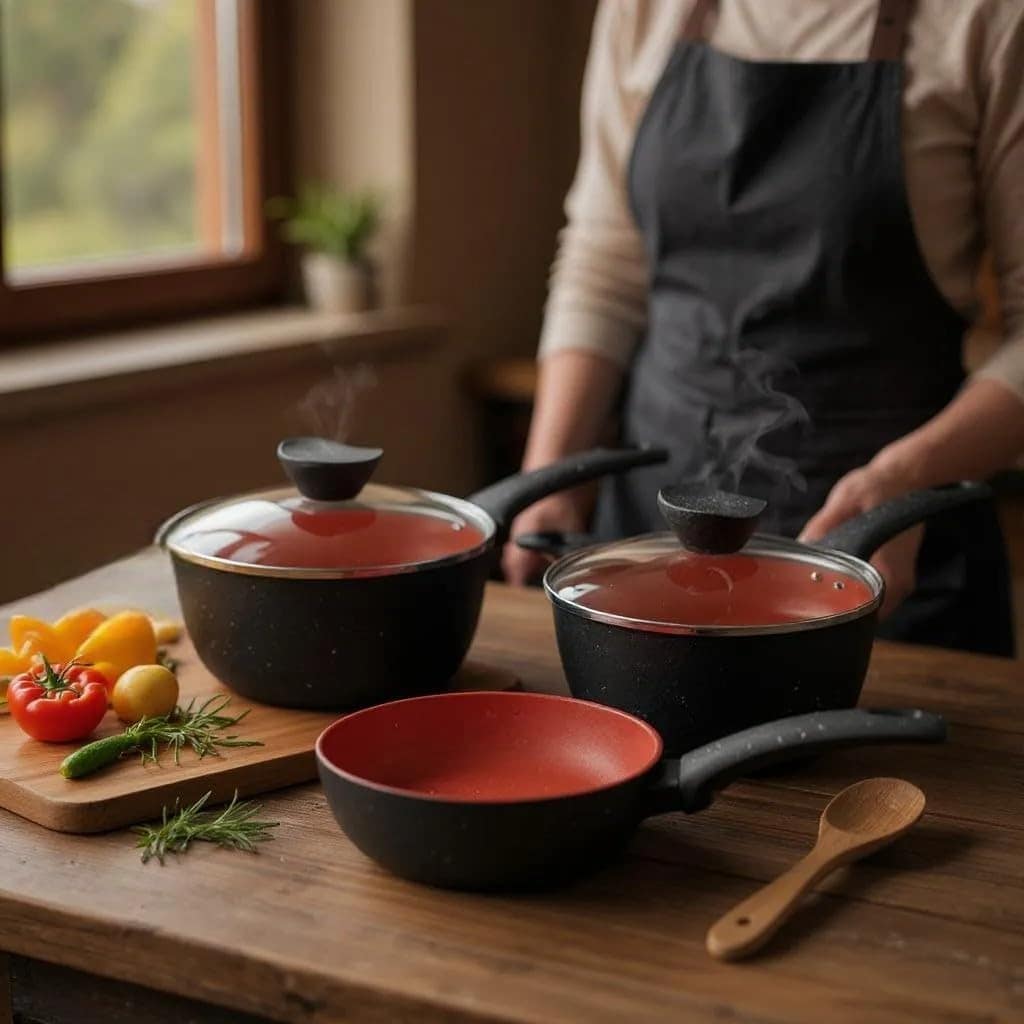 Conjunto de Panelas Antiaderente 4 Peças, Alumínio, Tampa de... - Image 6