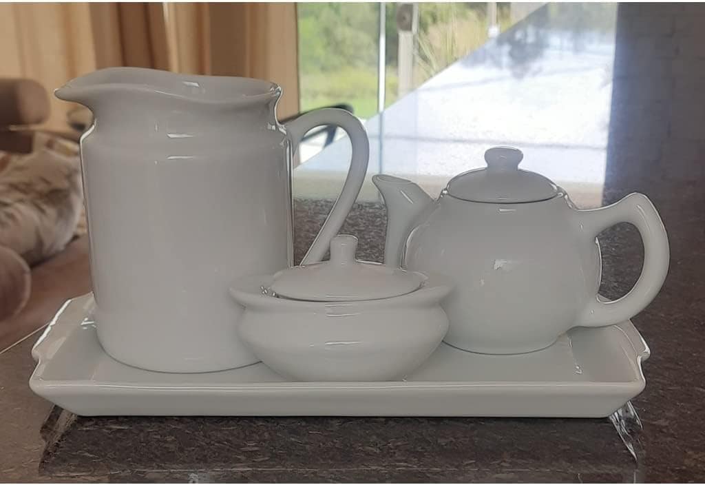 Jogo Café e Chá, Bandeja + Açucareiro barquinha 100ml + Chal...