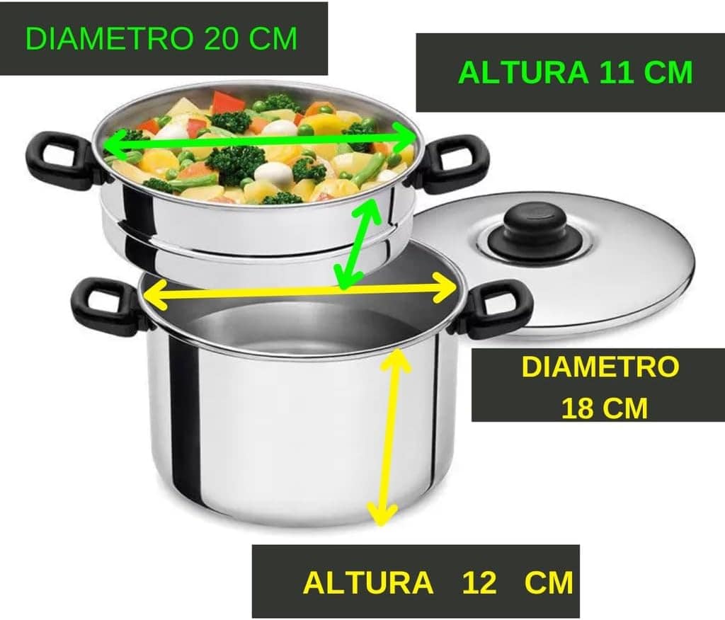 Panela 2 Em 1 Cozimento Vapor Banho Maria Em Aluminio Polido... - Image 2