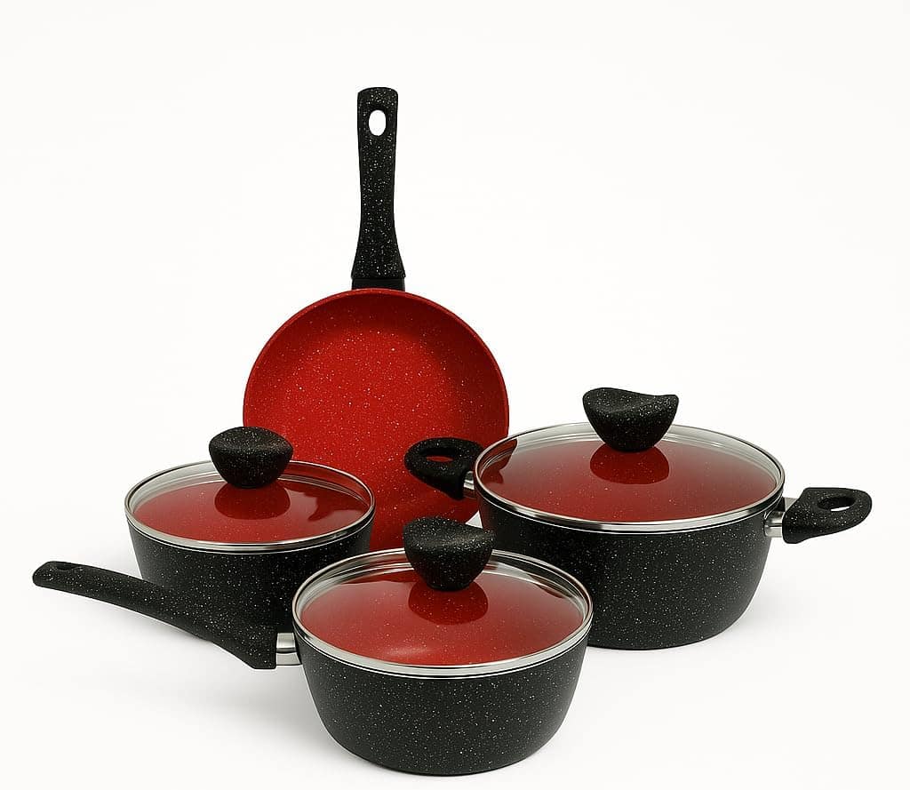 Conjunto Jogo de 4 Panelas Antiaderente Com Tampa de Vidro P...