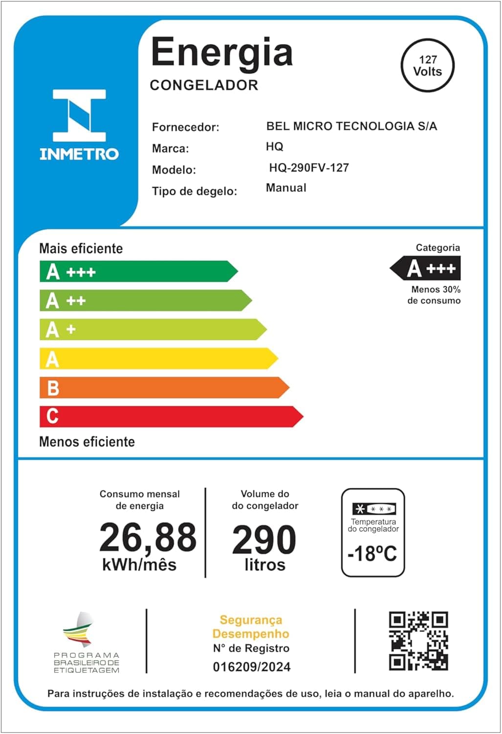 Freezer e Conservador Vertical HQ 290 Litros Branco HQ-290FV... - Image 9
