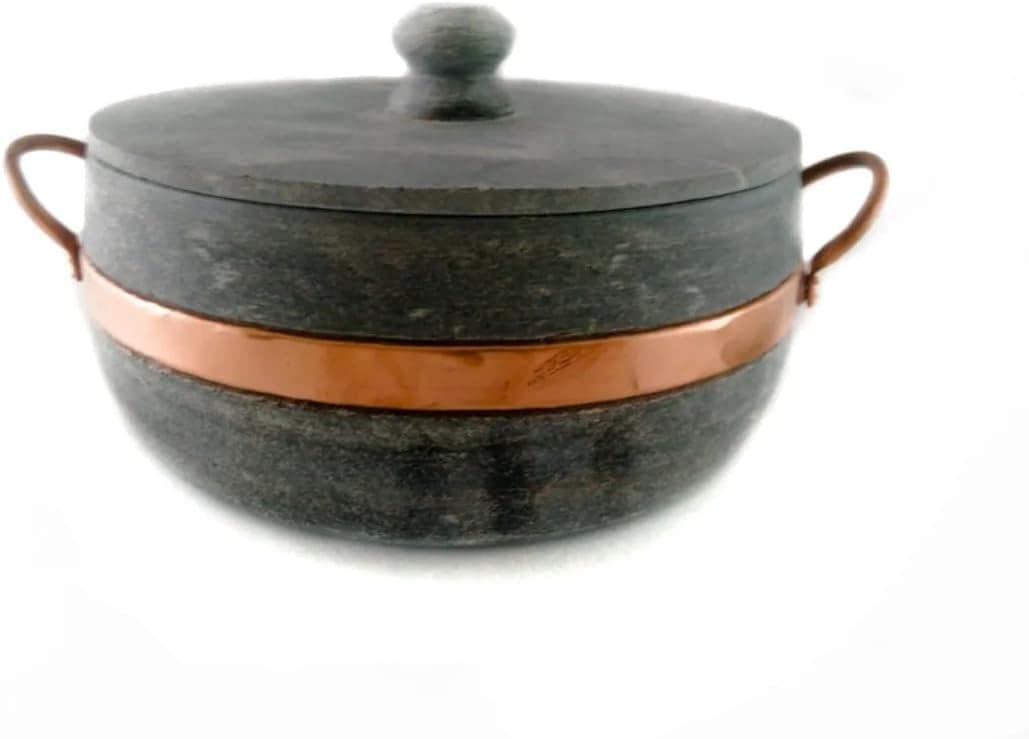 Panela De Pedra Sabão Capacidade 1 Litro Com Alça De Cobre