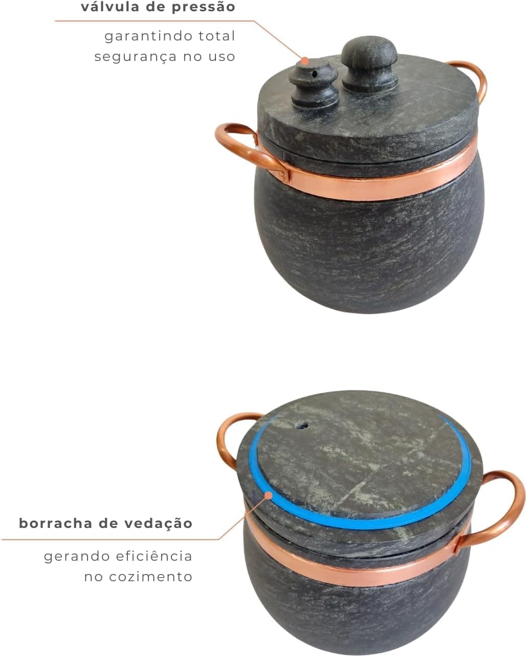 Kit 3 Panelas Pressão Frigideira Pedra Sabão Antiaderente Co... - Image 3