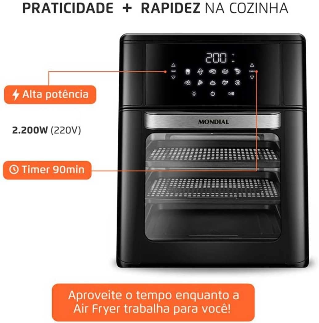 Fritadeira Air Fryer + Forno Mondial 2200W AFO-12L-FB 220V | É bom mesmo? Descubra antes de comprar - Image 8