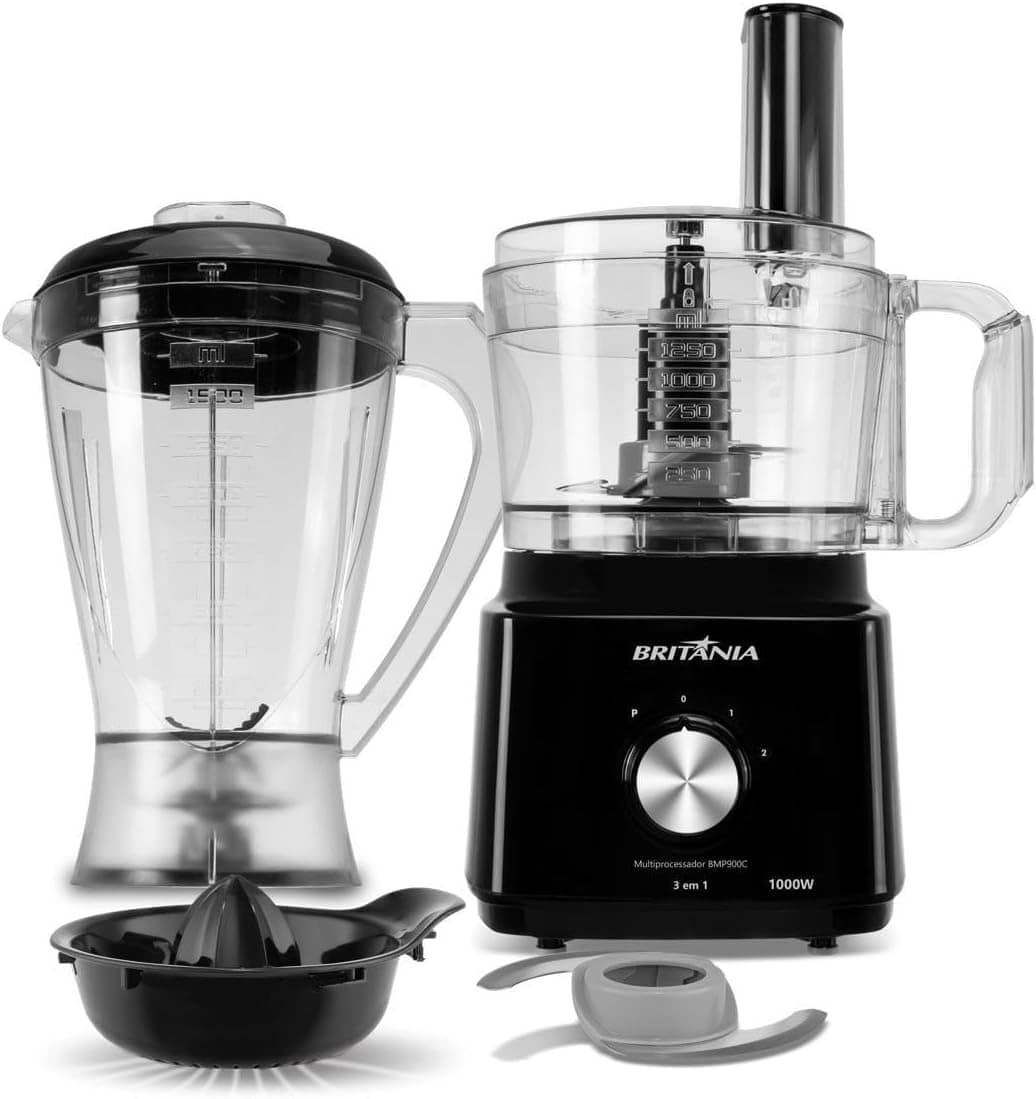 Multiprocessador Britânia 1000W 3 em 1 Lâminas Inox BMP900C ...