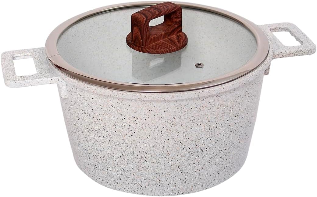 Jogo Panelas Indução Antiaderente Revestimento Mármore Cerâm...