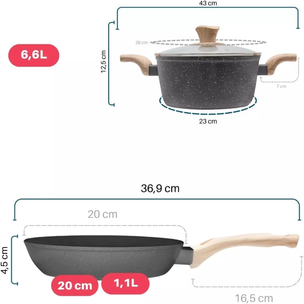 Jogo De Panelas Cerâmica Antiaderente Fogão Indução Gás Elét... - Image 9