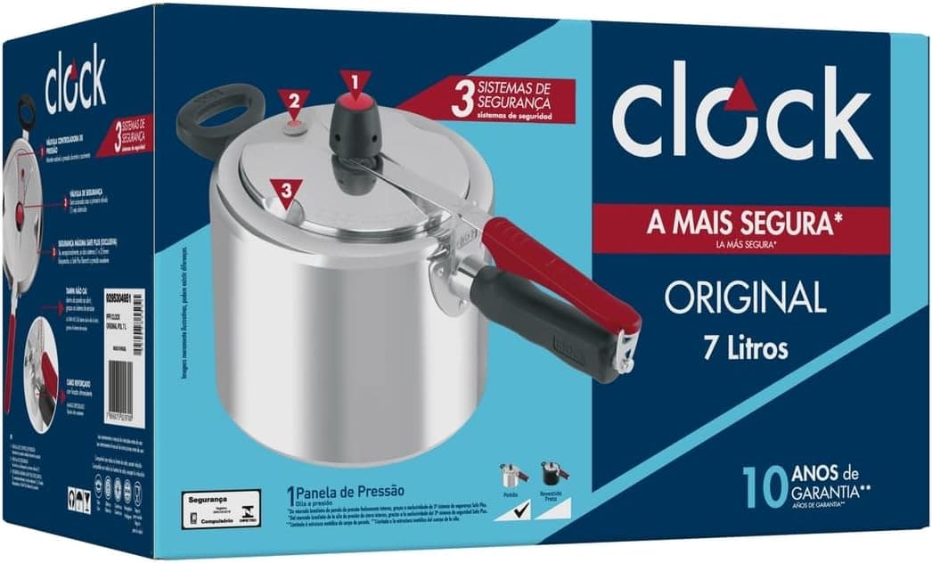 Clock Original Polido Panela De Pressão Polida Original, 7l - Image 6