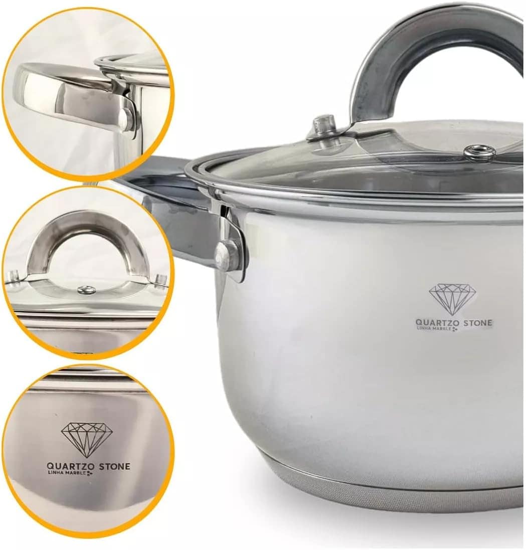 Jogo De Panelas Alemãs de Aço Cirurgico Inox 19 Peças - Image 2