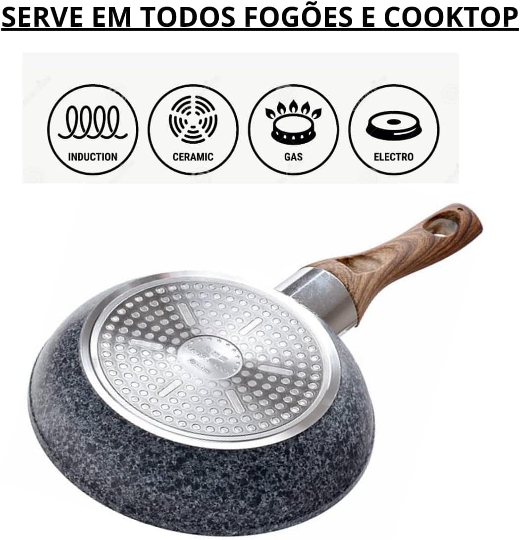 Frigideira Grande Antiaderente de Cerâmica com Cabo de Madei... - Image 2