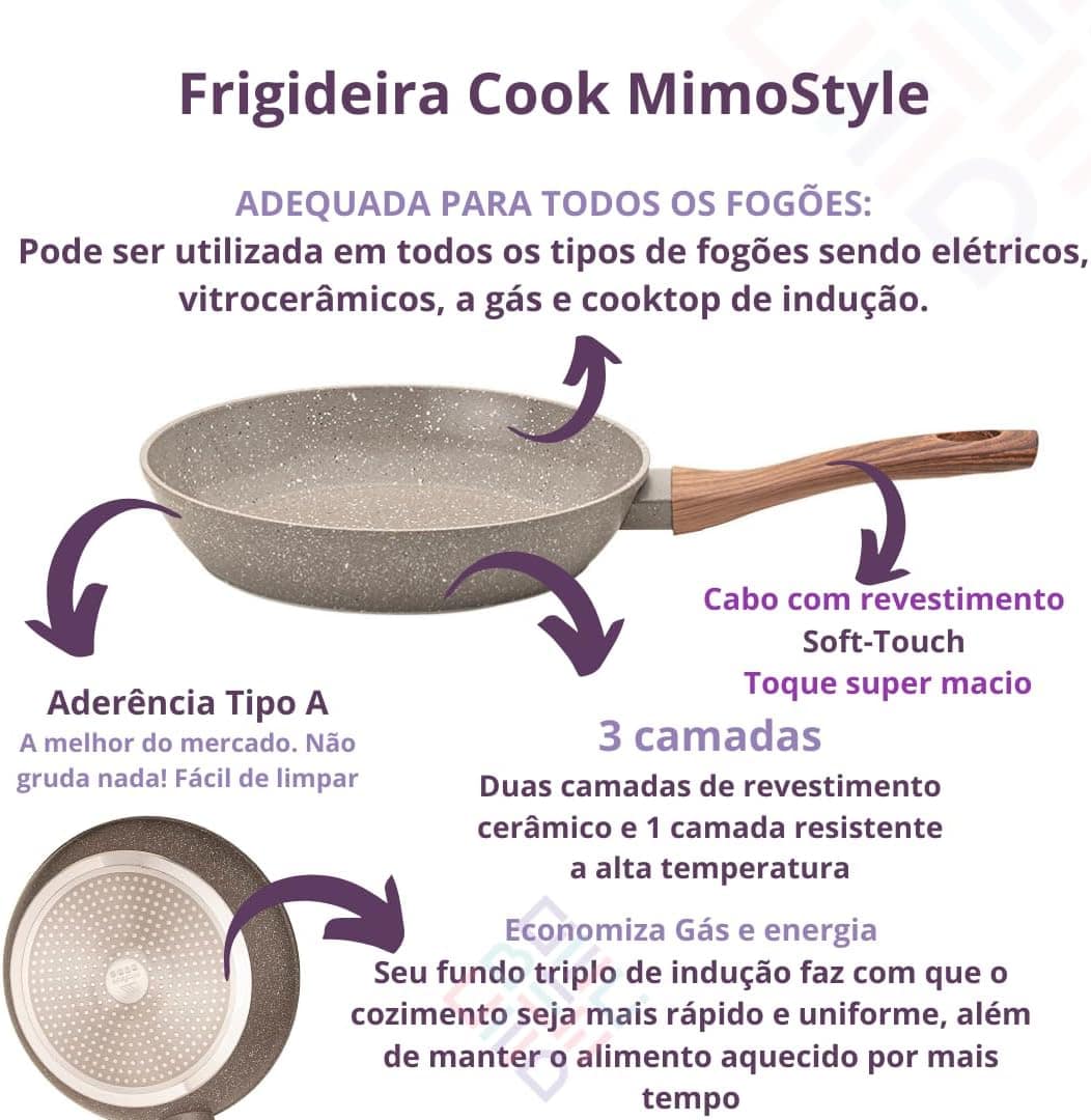 Frigideira Cerâmica Antiaderente Grafito 24cm 4mm Fundo Trip... - Image 2