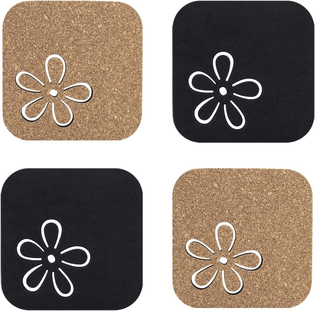 4 Descanso Suporte De Panela Primavera Pequeno Preto