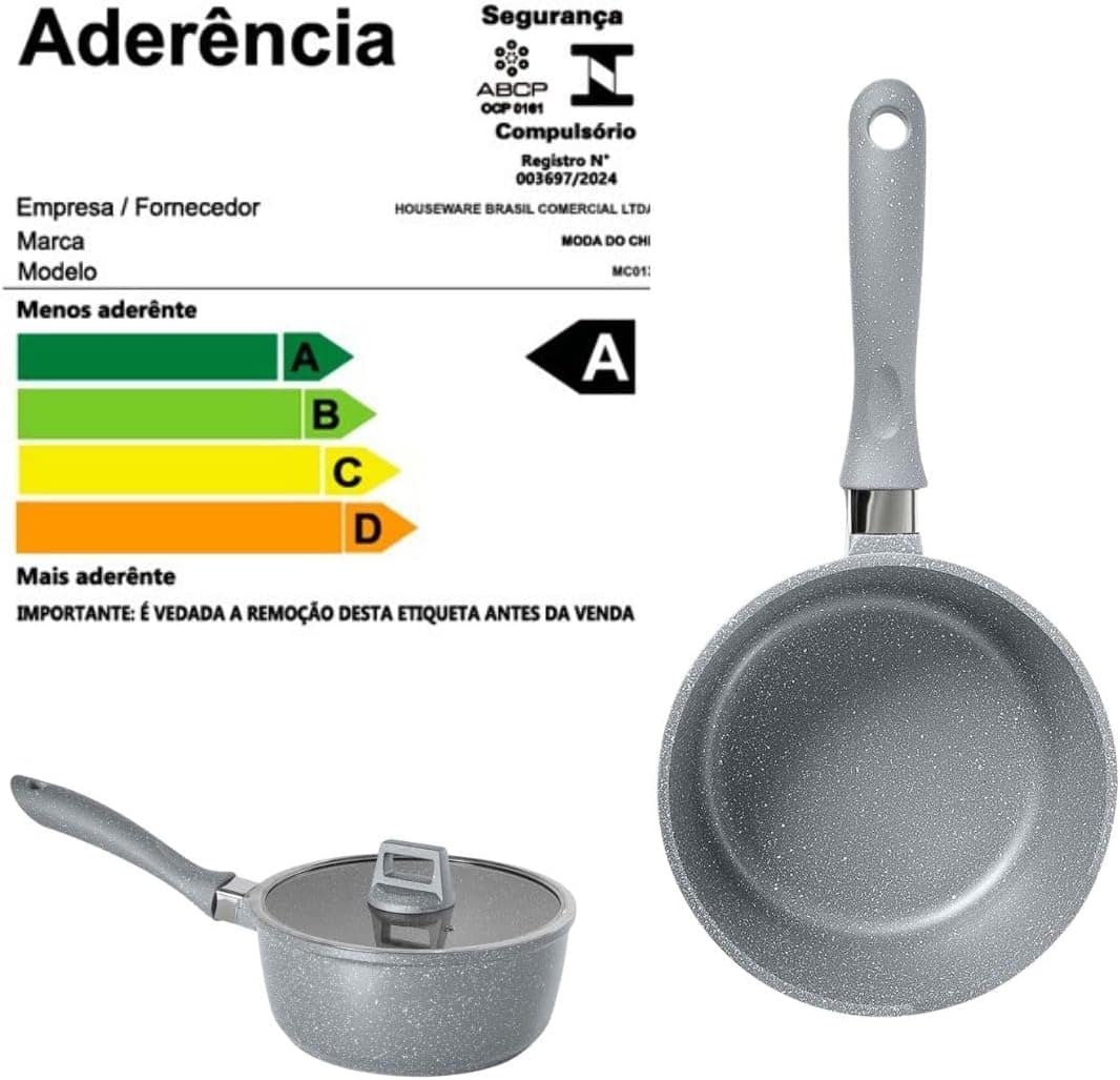 Panela Caçarola Antiaderente com Tampa em Vidro 18cm Granifl... - Image 8