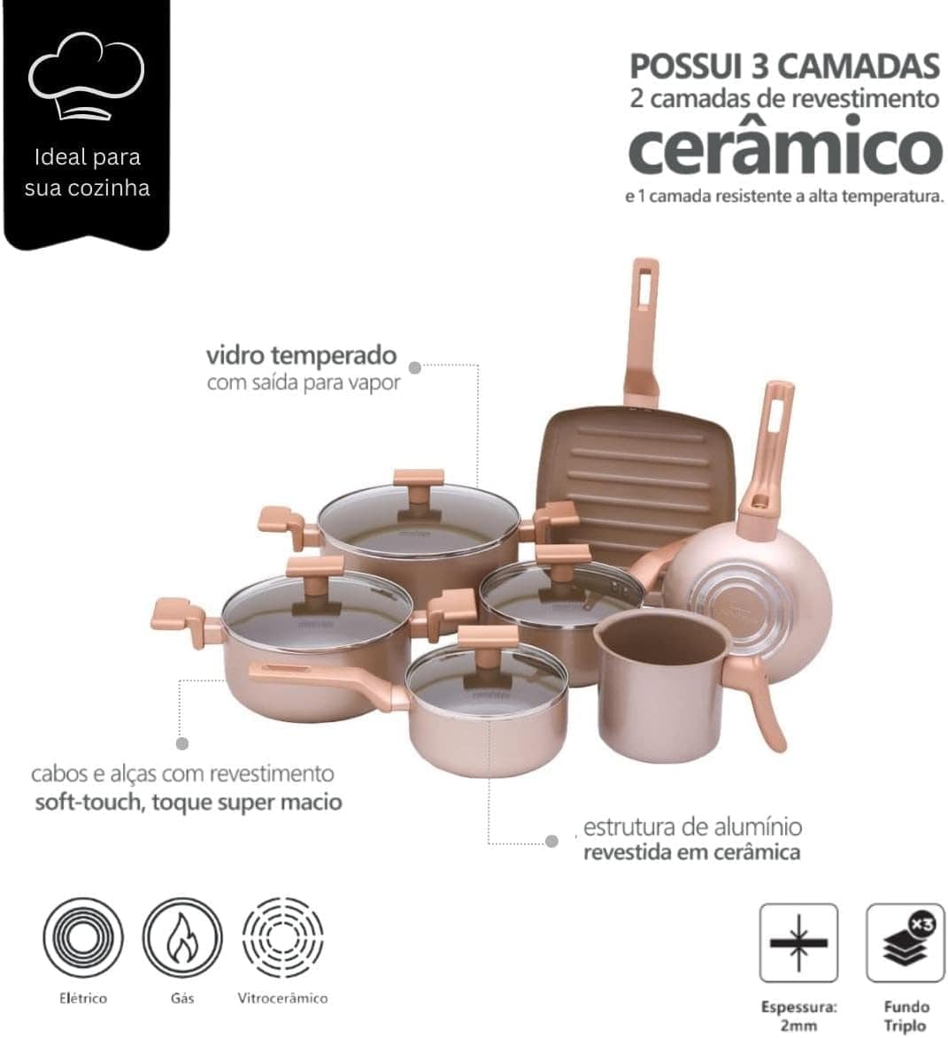 Mimo Style Conjunto 7 Panelas Sartin Cook Champanhe Estrutur... - Image 4