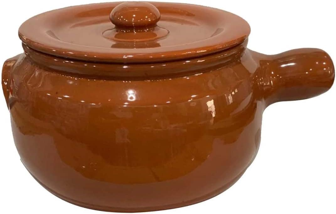 Caçarola com Cabo Panela com Tampa de Barro Cerâmica Vermelh...