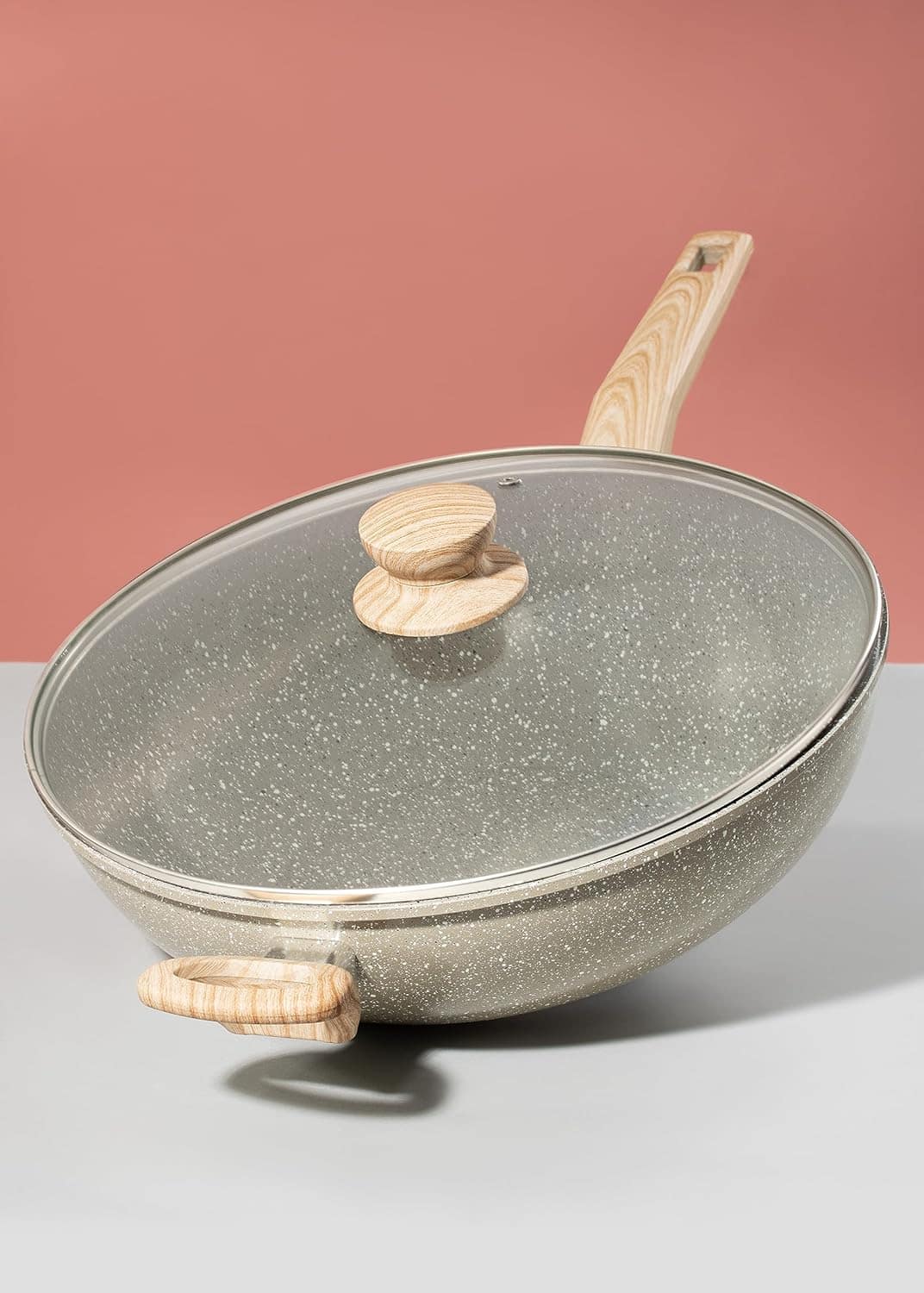 Panela Wok com Tampa 5,5L Cerâmica Marble Edition Cinza Dust... - Image 2