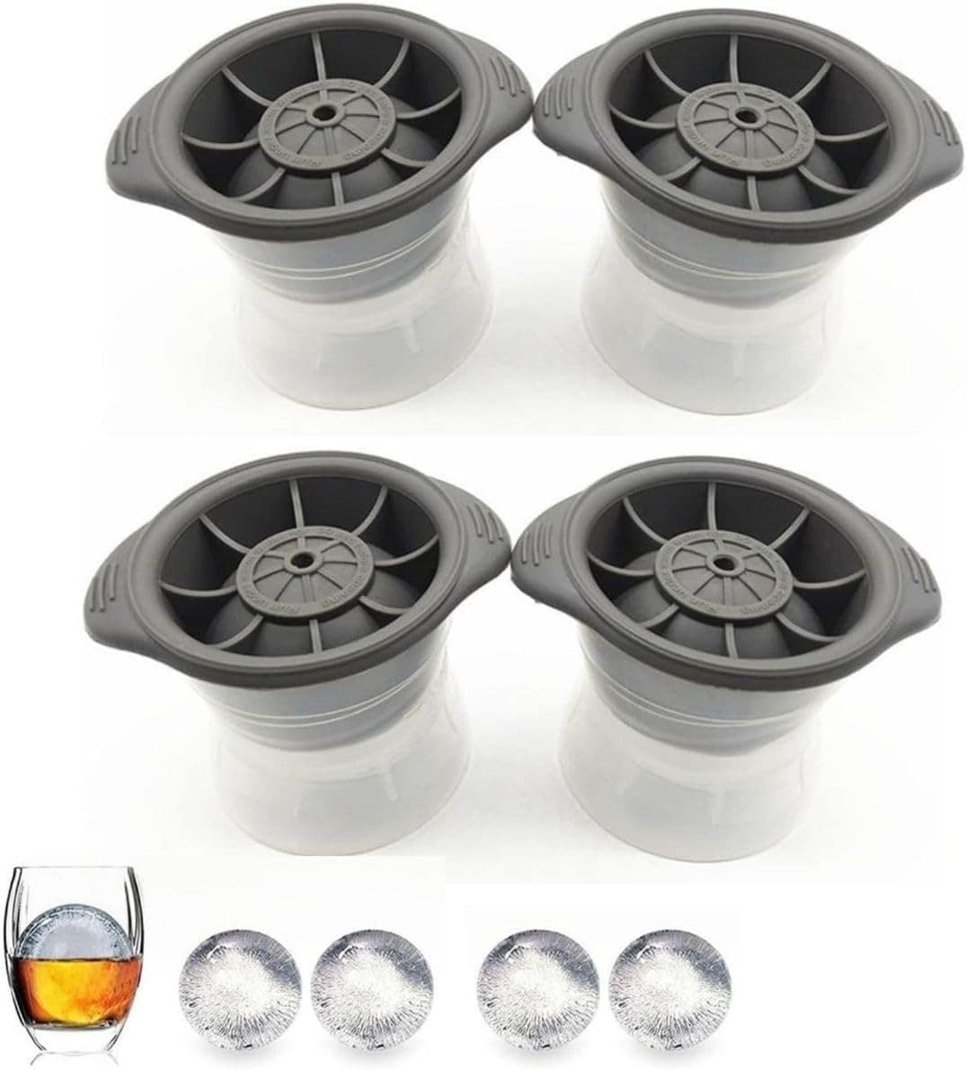 Combo 4 Formas De Gelo Redonda Esfera Grande 8CM Para Drink ...