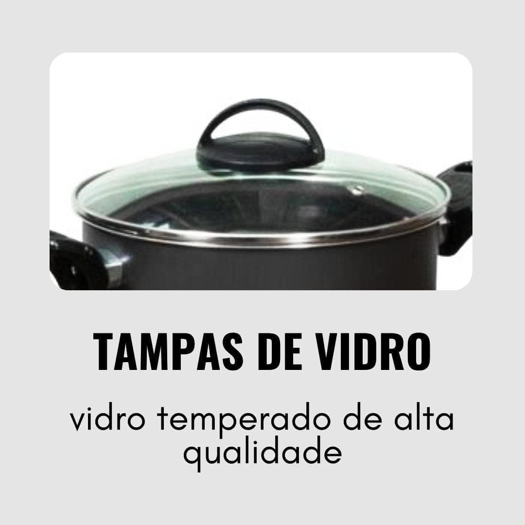 Conjunto de Panelas Antiaderente 9 Peças Amarelo com Tampa d... - Image 3