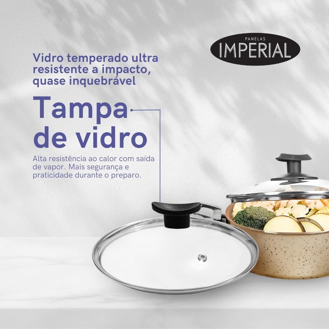 Panela Grande Robusta Teflon Antiaderente Tampa De Vidro N24... - Image 5