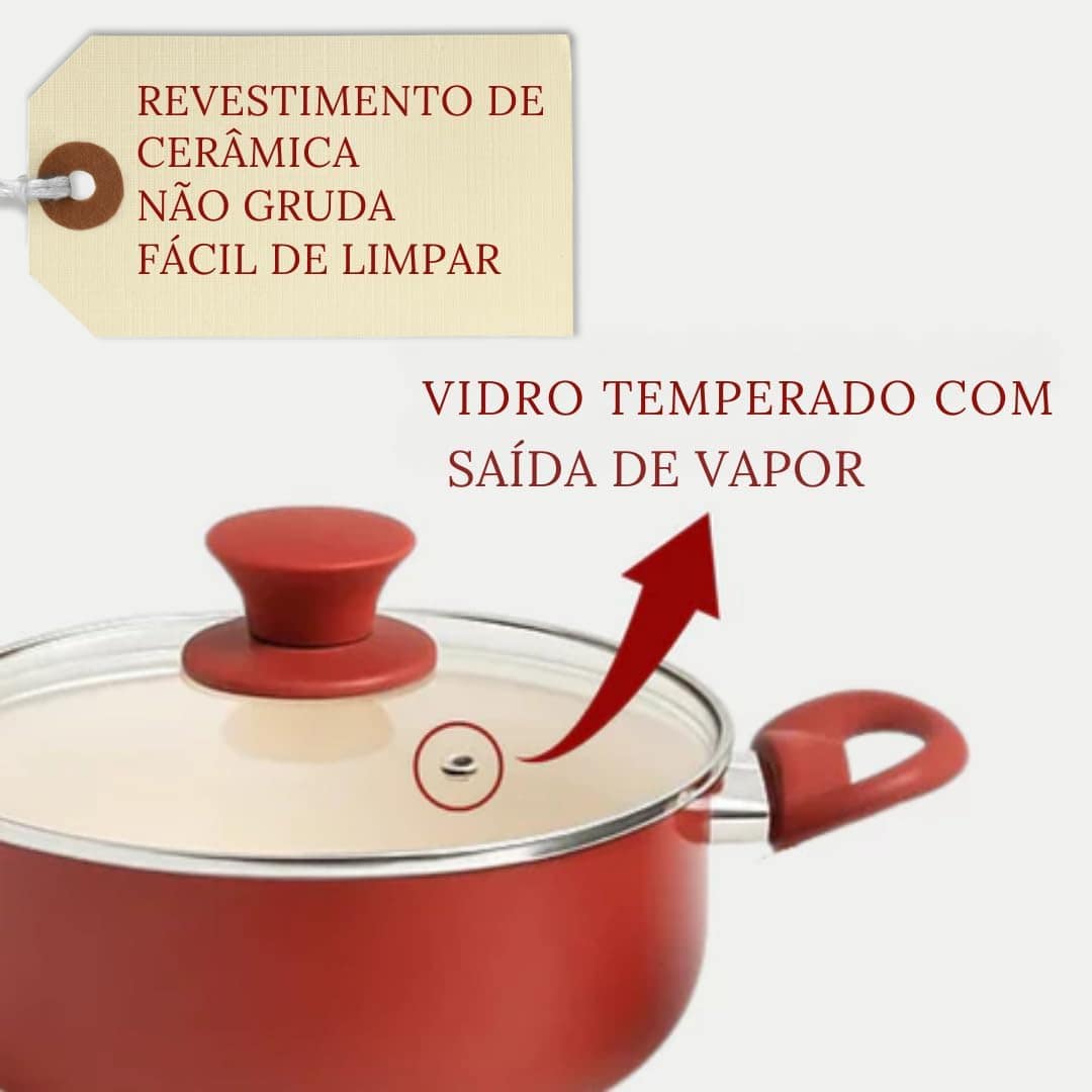 Conjunto de Panelas Cerâmica Antiaderente Jogo 4 Peças Refor... - Image 3