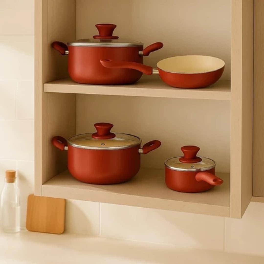 Conjunto de Panelas Cerâmica Antiaderente Jogo 4 Peças Refor... - Image 5