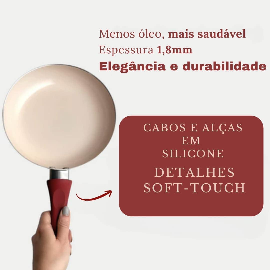 Conjunto de Panelas Cerâmica Antiaderente Jogo 4 Peças Refor... - Image 4