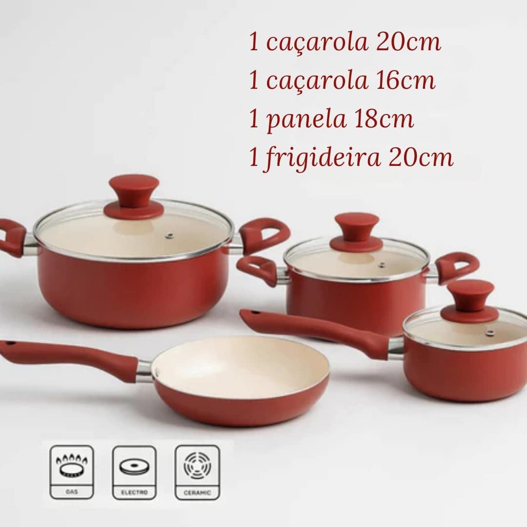 Conjunto de Panelas Cerâmica Antiaderente Jogo 4 Peças Refor... - Image 7