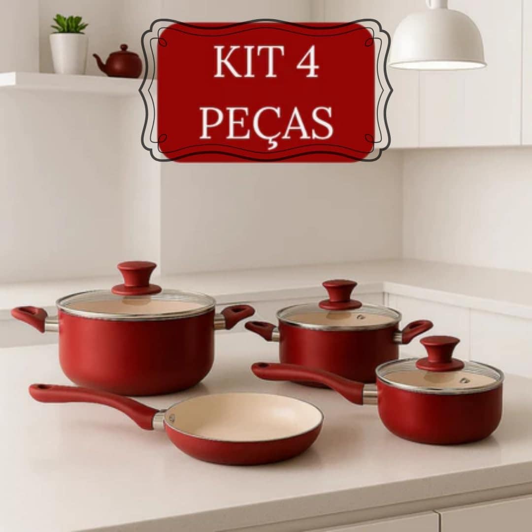 Conjunto de Panelas Cerâmica Antiaderente Jogo 4 Peças Refor... - Image 2