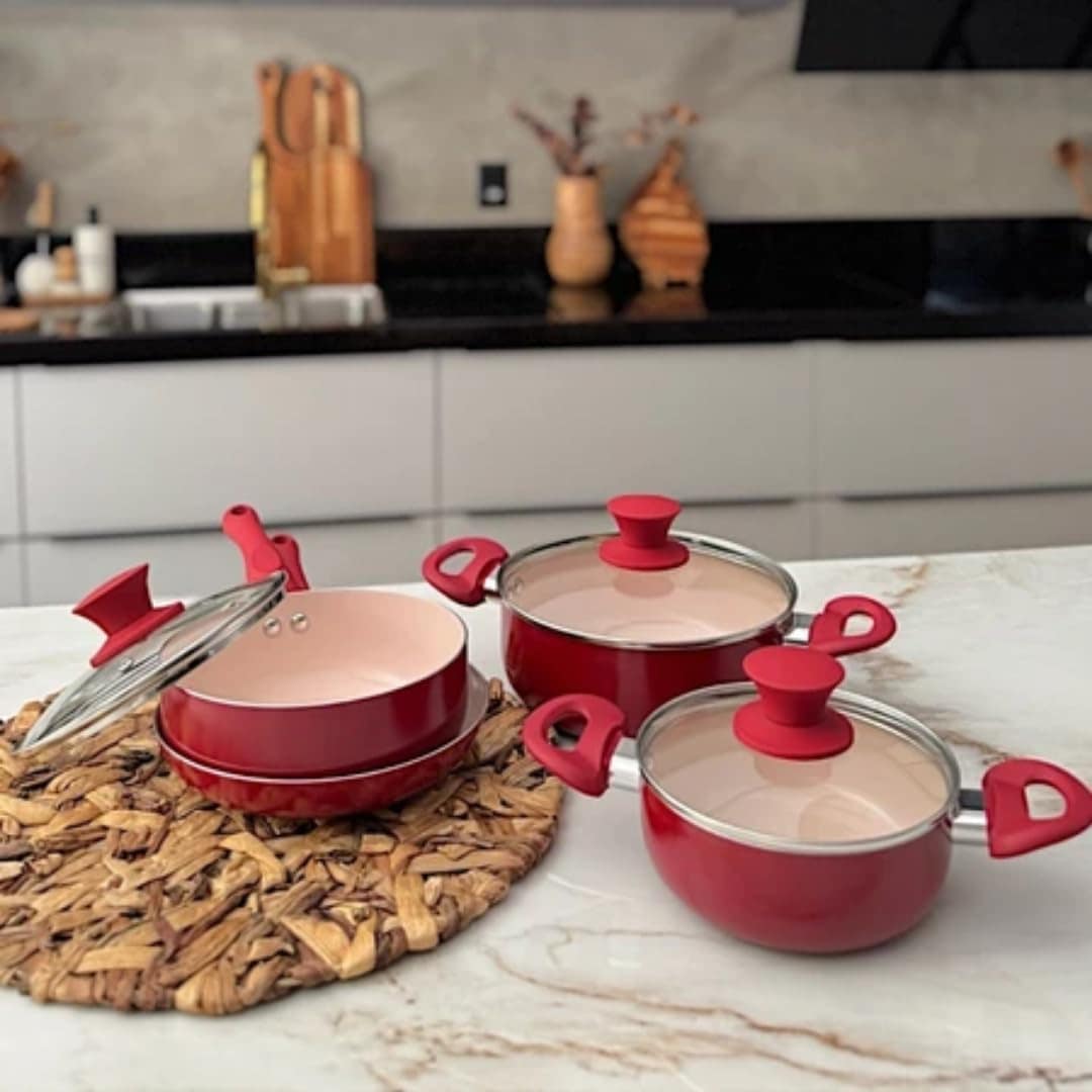 Conjunto de Panelas Cerâmica Antiaderente Jogo 4 Peças Refor... - Image 6