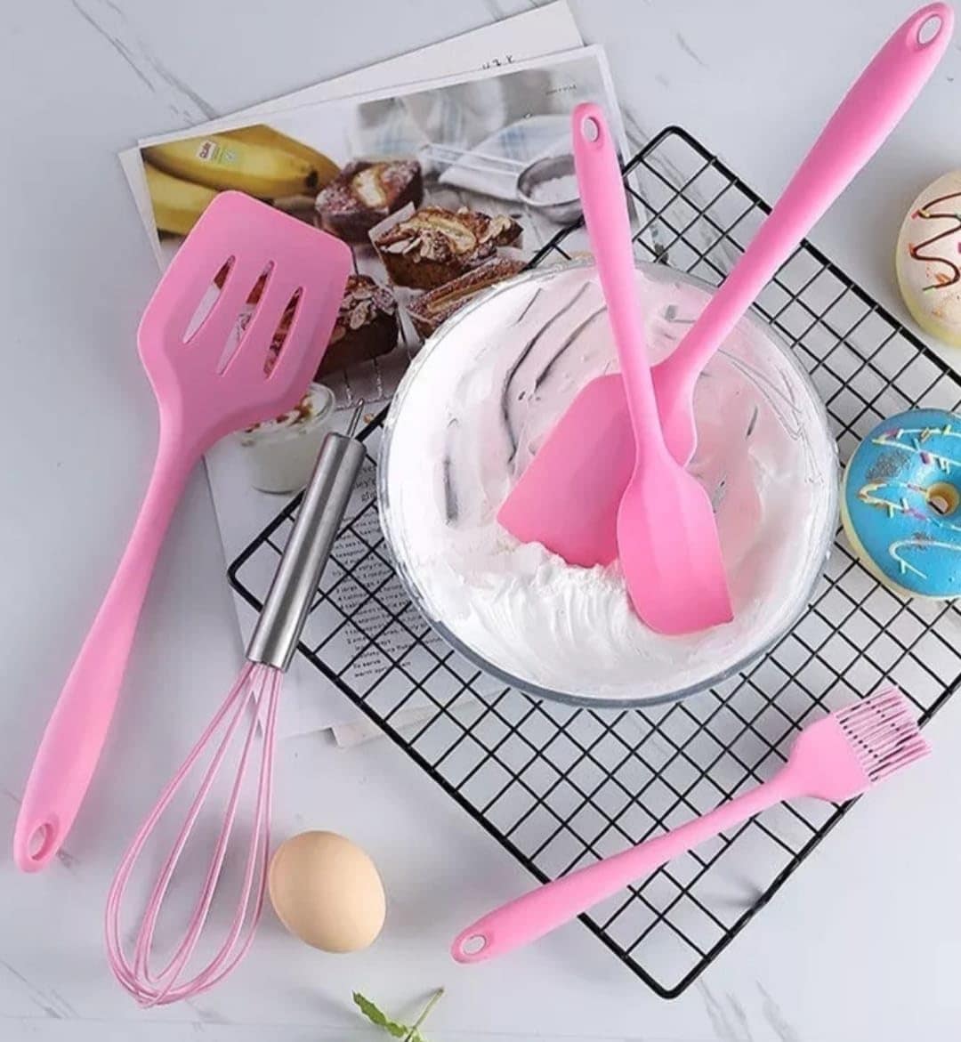 Kit Utensílio Cozinha Silicone 5 Peças (Rosa) - Image 2