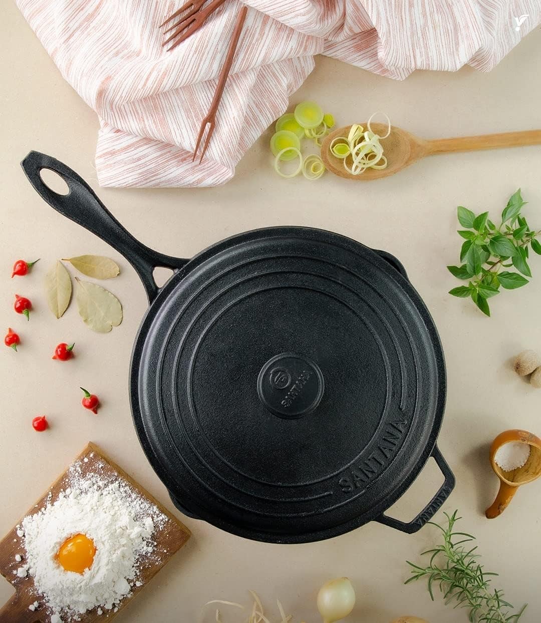 Frigideira Líder Com Tampa de Ferro Fundido 26 Cm Santana - Image 3