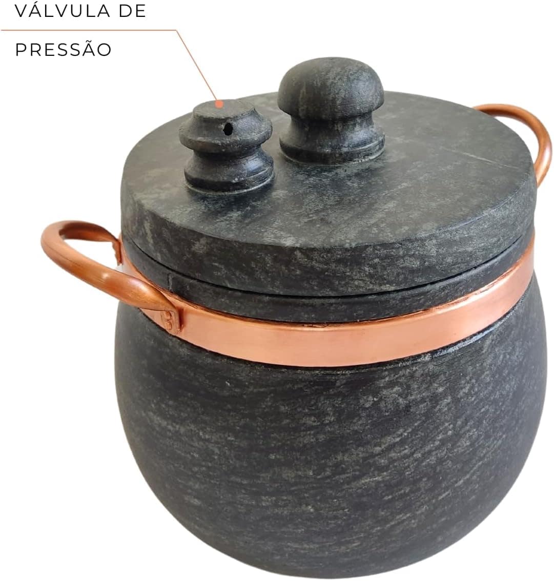 Panela de Pedra Sabão com Detalhes em Cobre, Capacidade Gran... - Image 4