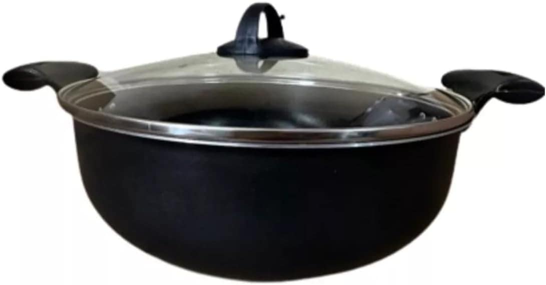 Panela Wok Paella Preta 28cm 4.1 Litros Antiaderente Teflon