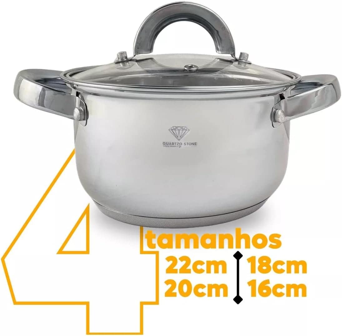 Jogo De Panelas Alemãs de Aço Cirurgico Inox 19 Peças - Image 3