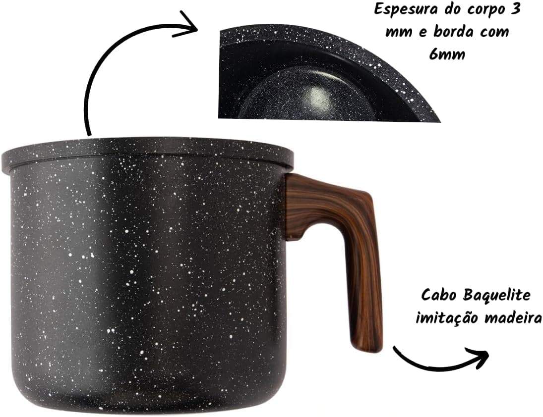 Chaleira Leiteira alumínio Antiaderente 1,5 litros Cor Preto - Image 5