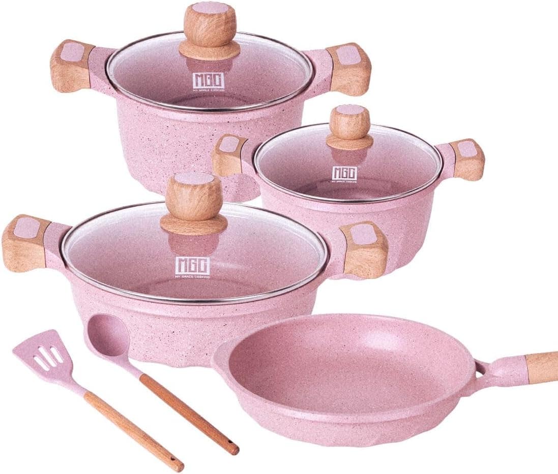 Jogo Panelas Antiaderente Revestimento Mármore Cerâmico 9 pe...