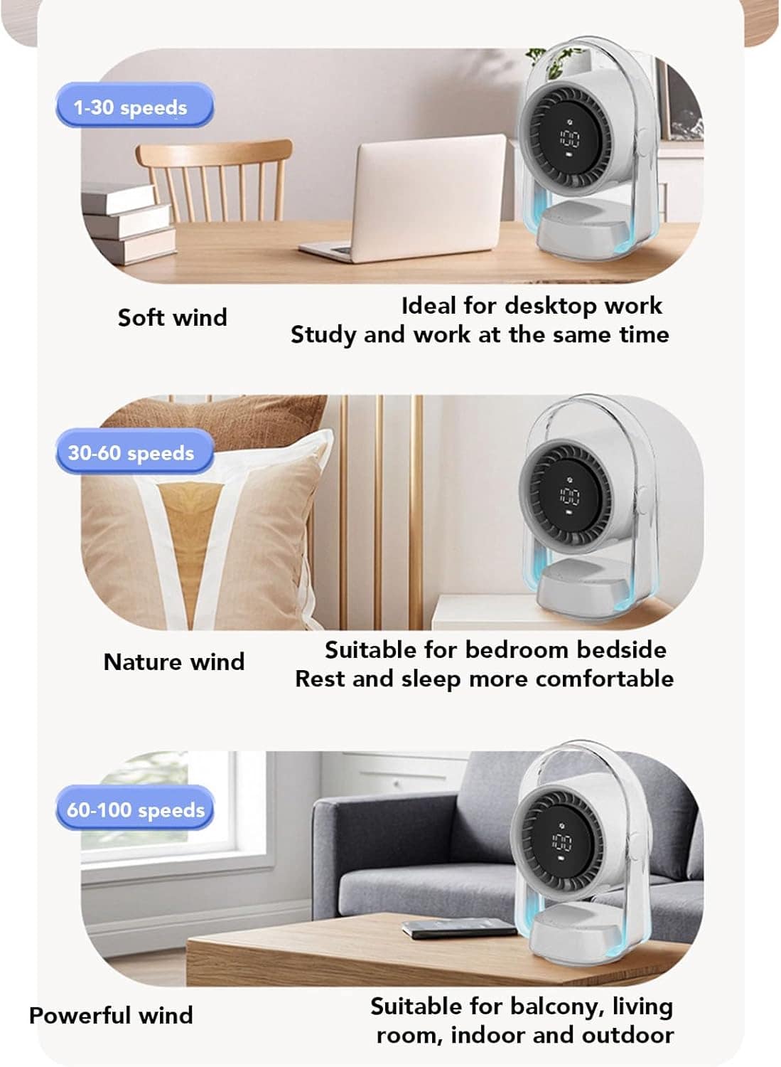 Pequeno Ventilador de Mesa, Circulador de Ar de Desktop Ultr... - Image 9