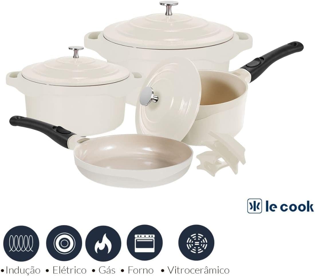 Jogo de Panelas Premier Off White 4 Peças Le Cook - Image 4