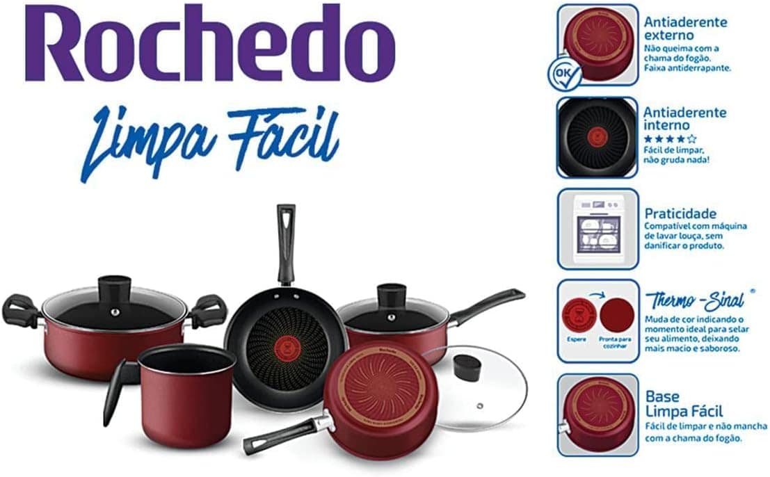 Jogo de Panelas Rochedo Limpa Fácil 4 peças Vermelho - Image 3