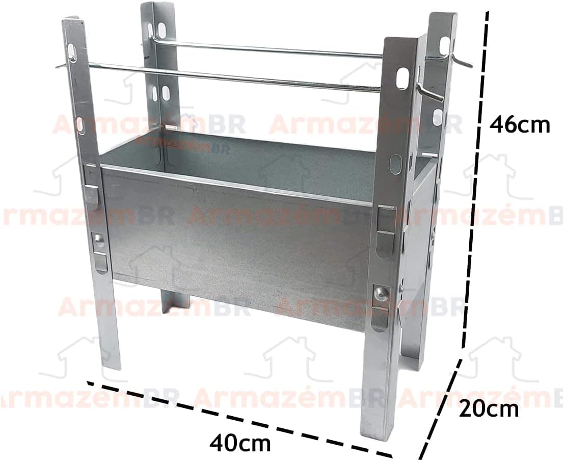 Churrasqueira Desmontável Aço Galvanizado 40x20cm Carvão Móv... - Image 4
