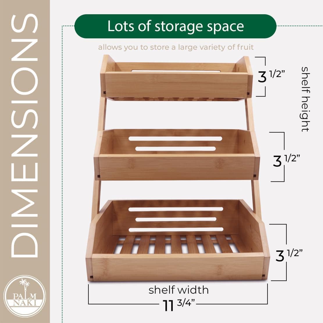 PALM NAKI Cesta de frutas de bambu de 3 camadas - design de ... - Image 7