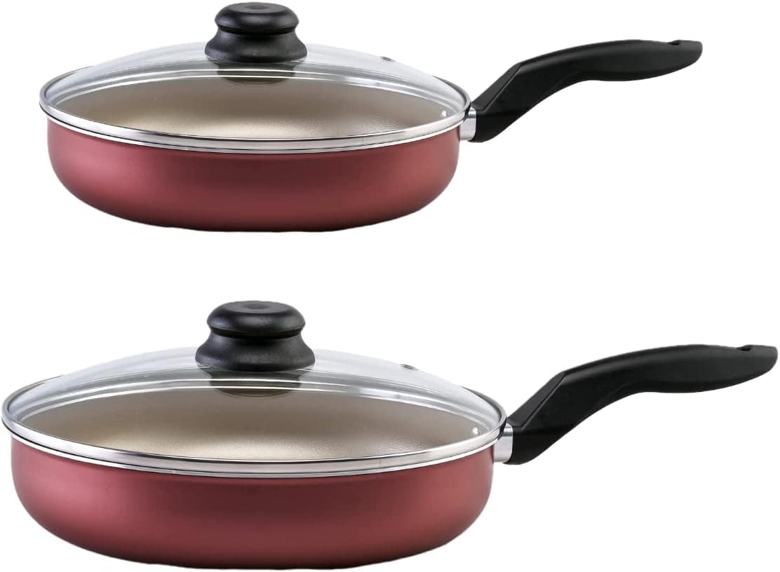 Kit Frigideira 2 peças AntiAderente Cereja com Dourado com T...