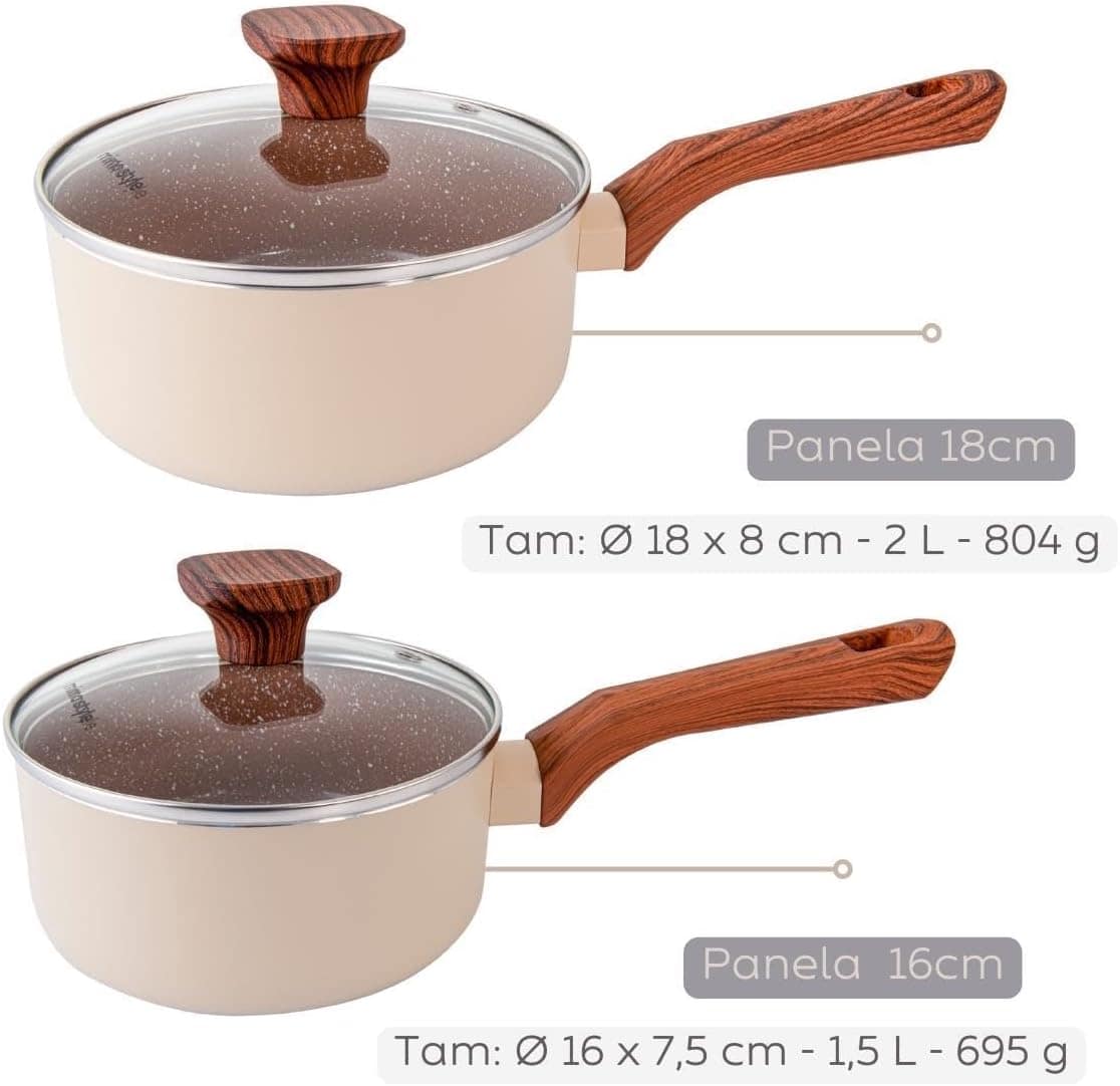 Jogo de Panelas Indução Antiaderente Cerâmico 10 Peças com U... - Image 4