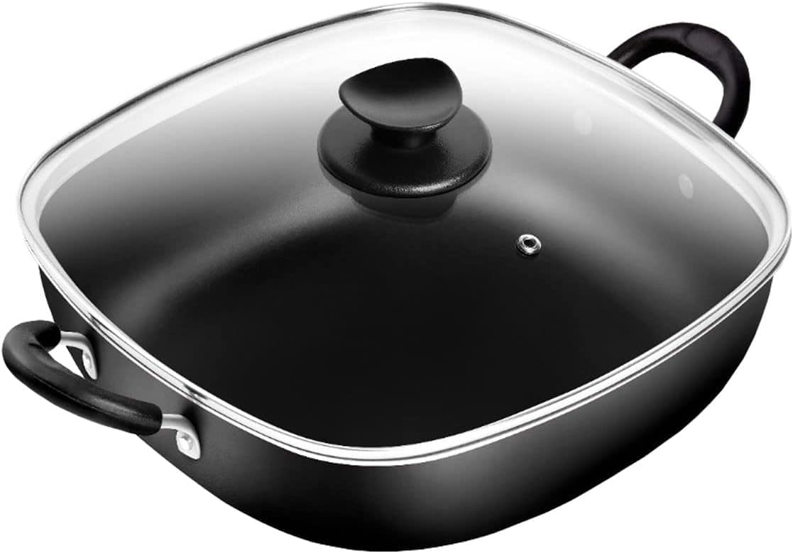 Frigideira Wok Quadrada 2 Alças N°29 Antiaderente Preto Pato...