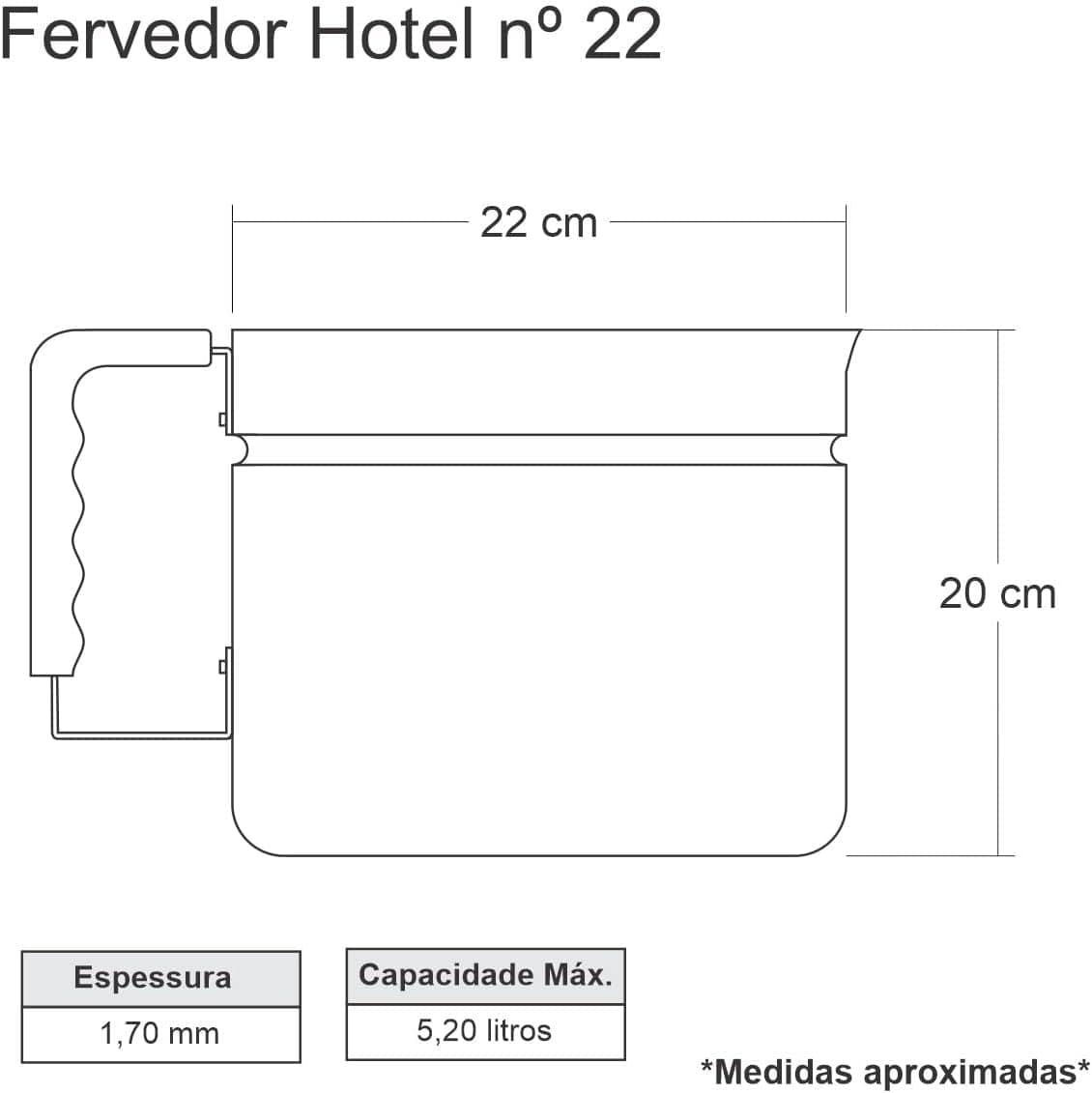 Fervedor Hotel Leiteira Caneco Grande Nº 22 Alumínio Cabo Ba... - Image 3