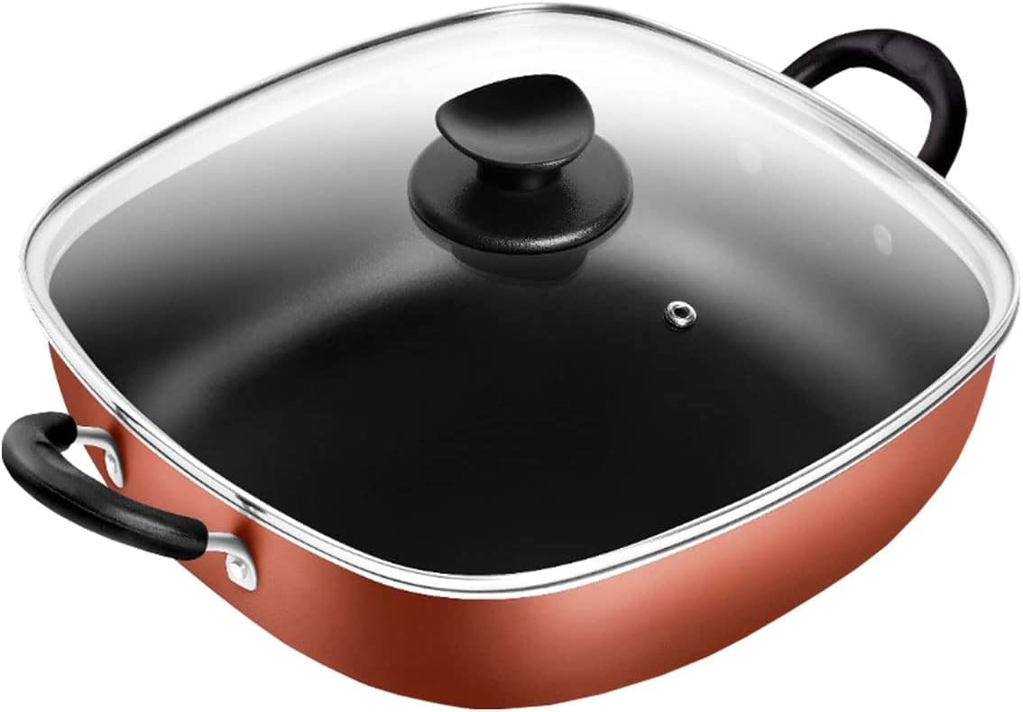 Frigideira Wok Quadrada 2 Alças N°29 Antiaderente Cobre Pato...