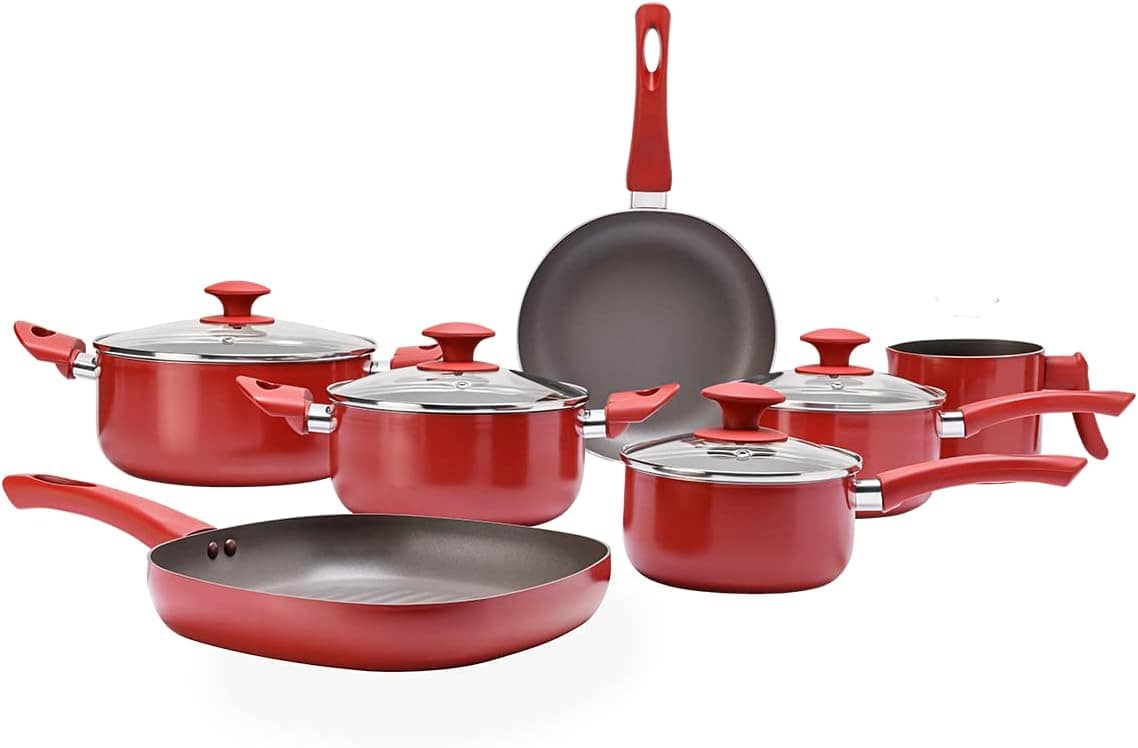 Jogo de Panelas 7 Peças Ceramic Life Antares Brinox – Vermel...