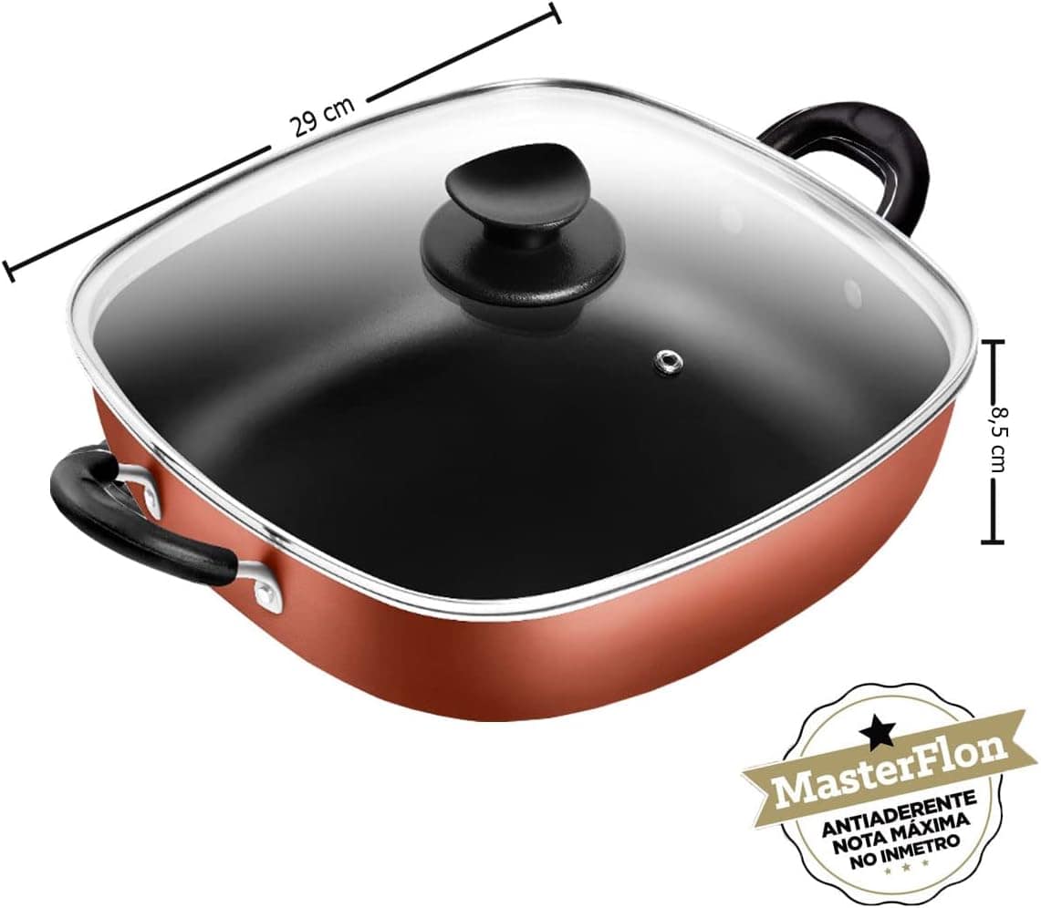 Frigideira Wok Quadrada 2 Alças N°29 Antiaderente Cobre Pato... - Image 2